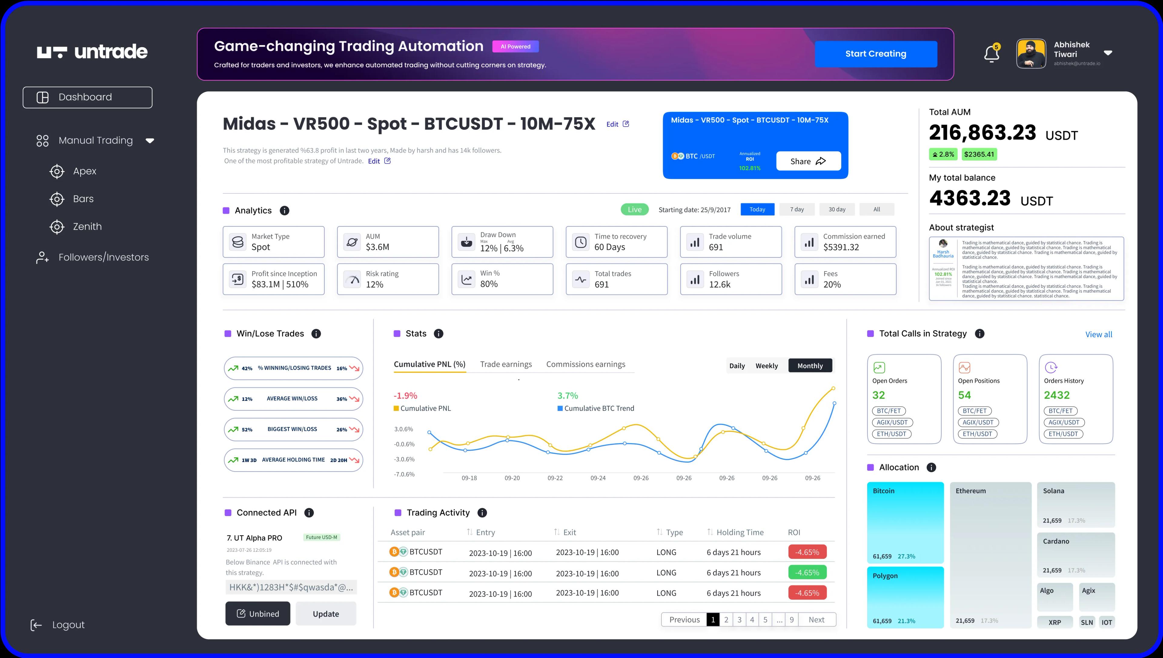 Untrade: Automated Crypto Trading AI Bot